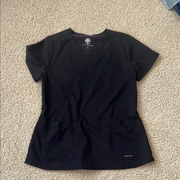 Healing Hands Black Fitted Short Sleeve Scub Top - Picture 1 of 2